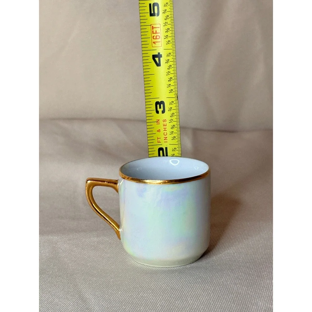 Vintage Stockholm Sweden Lusterware Demitasse Cup and Saucer Set Gold Trim